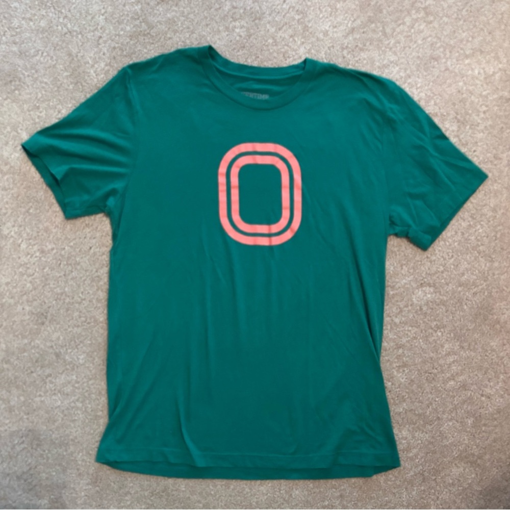 OVERTIME Green Graphic T-Shirt with Pink Accents